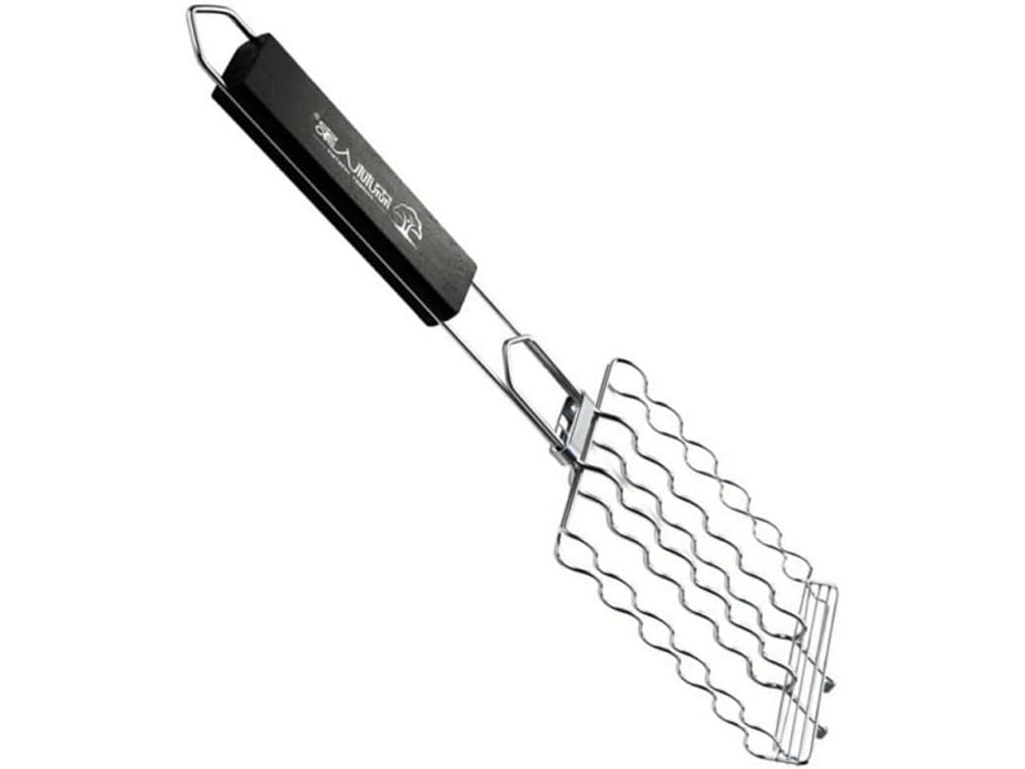 Pinça Para Churrasco Artibetter Em Aço Inoxidável Com Formato Ondulado E Cabo De Madeira Trava, Prática Para Churrasco E