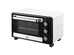 Mini Forno Metal, Aço Inoxidável E Vidro Temperado Cor Branco E Preto 44x32x28.1 Cm Homcom