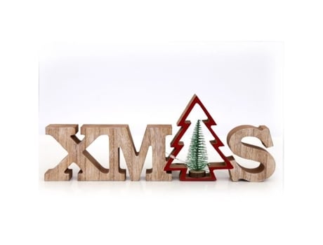 Decoração de Natal - SIL - Natal Natural - MDF - Castanho - 30,5x2x11,5 cm