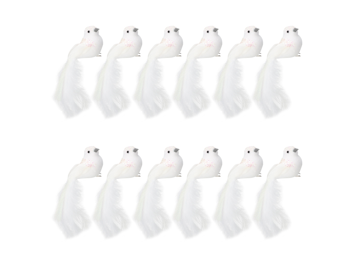 Conjunto de 12 Pássaros Brancos para Decoração LAXISCREED
