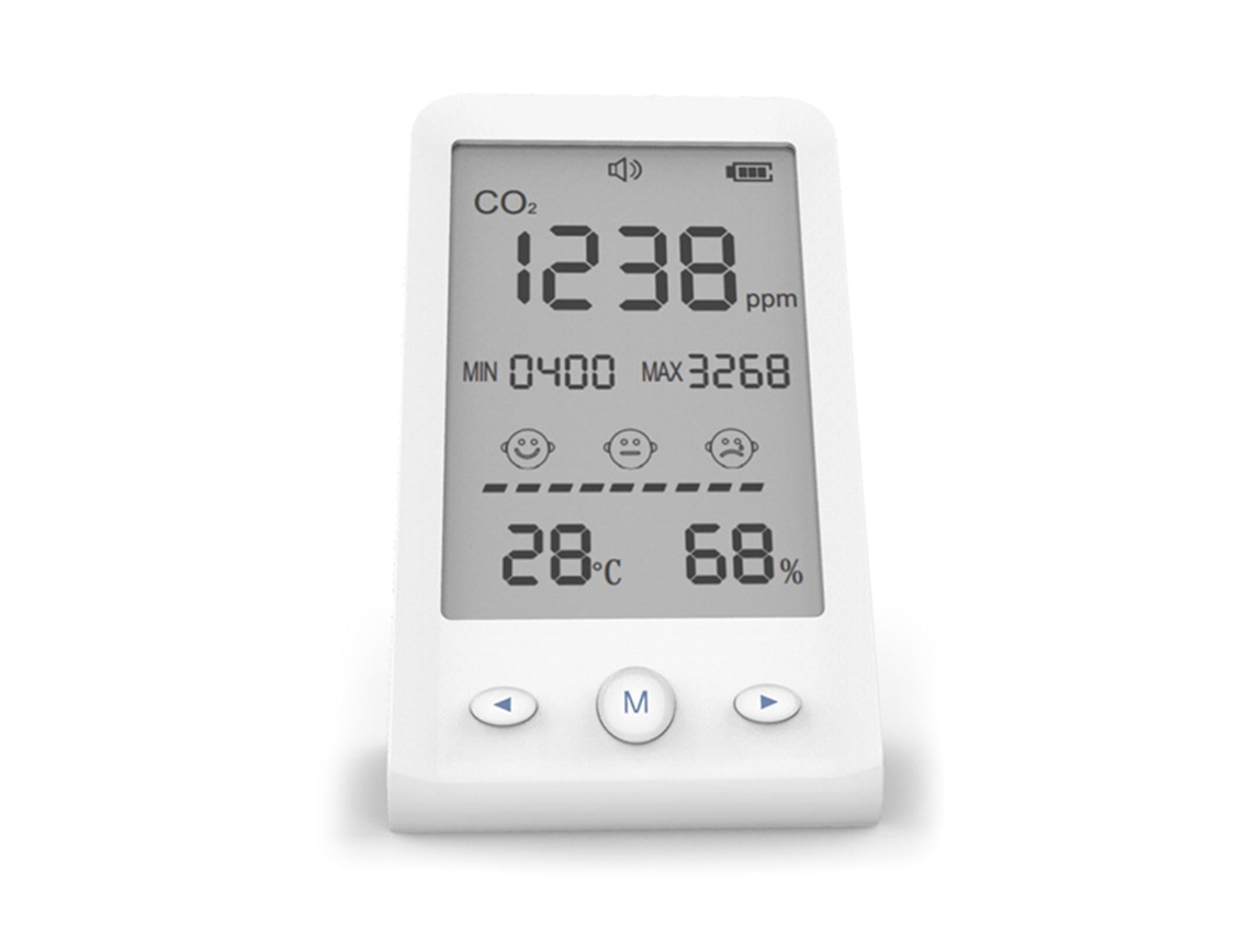 Lurelia Medidor De Qualidade Do Ar Co2, Temperatura/humidade, Sensor Ndir, Com Visor Digital, Bateria 1600 Mah Usb