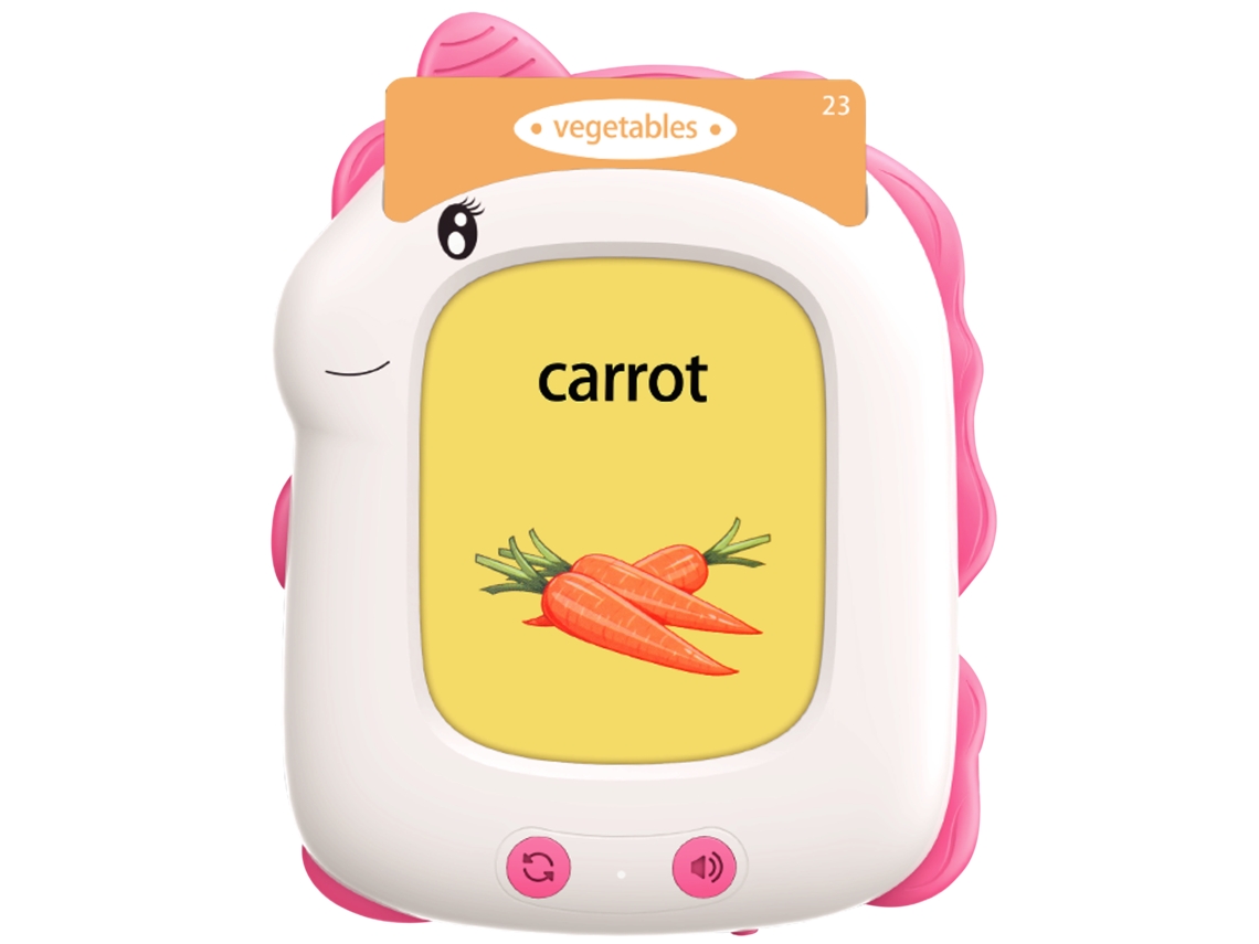 Leitor De Cartões Infantil Com 112 Cartões Dinossauro Unicórnio Brinquedo Educativo Sfushos (inglês Rosa)