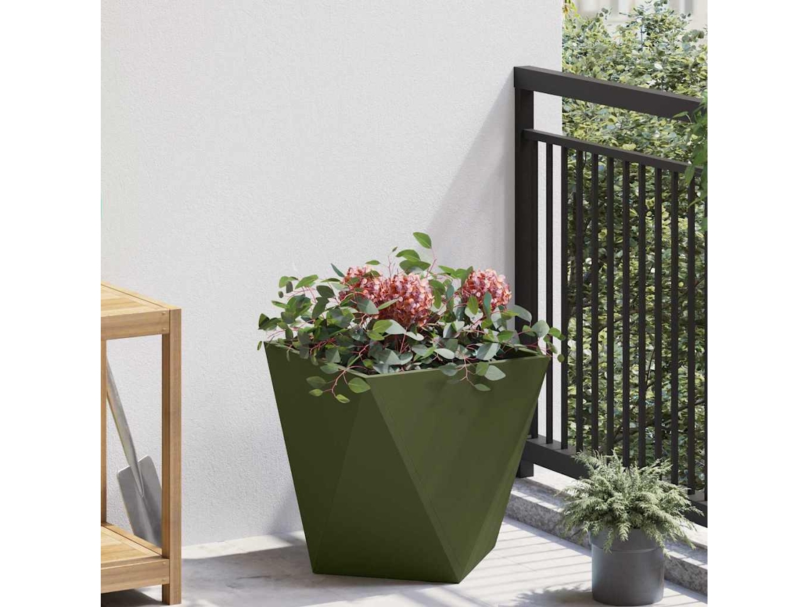 Vidaxl Floreira Verde Oliva 40 X 40 X 40 Cm Aço