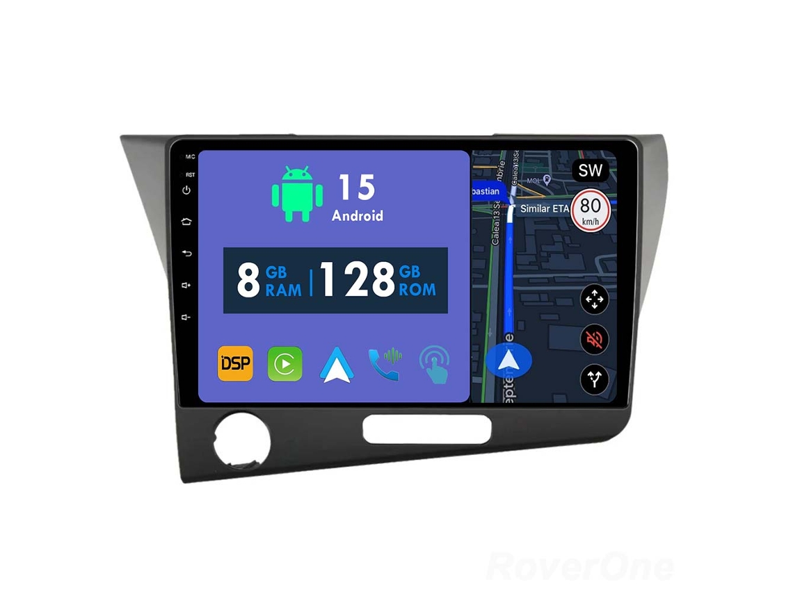 Auto Rádio Carro Bluetooth Autoradio 8GB RAM 128G ROM CarPlay Navegação GPS Ecrã Táctil RoverOne para Honda CR-Z 1 CRZ 2010-2016  