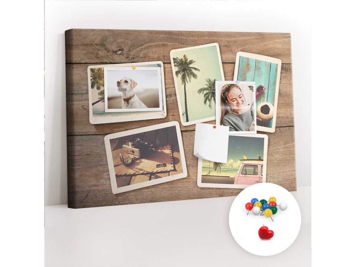 Quadro De Cortiça Com Impressão Fotos Polaroid Para O Quarto Das Crianças Espelharte (60x40 Cm)