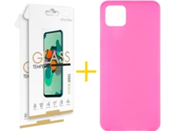 Kit Capa e 2 Películas Samsung Galaxy A22 5G SKYHE Liso (Rosa)