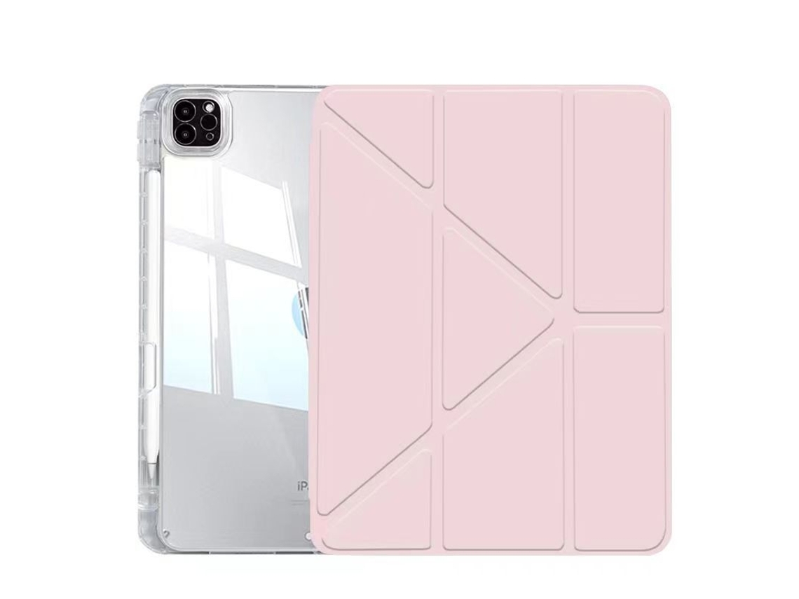 Capa Estilosa Para Ipad Air M3 13 Polegadas 2025 Rosa Transparente Dobrável Anti Queda Aquaforge