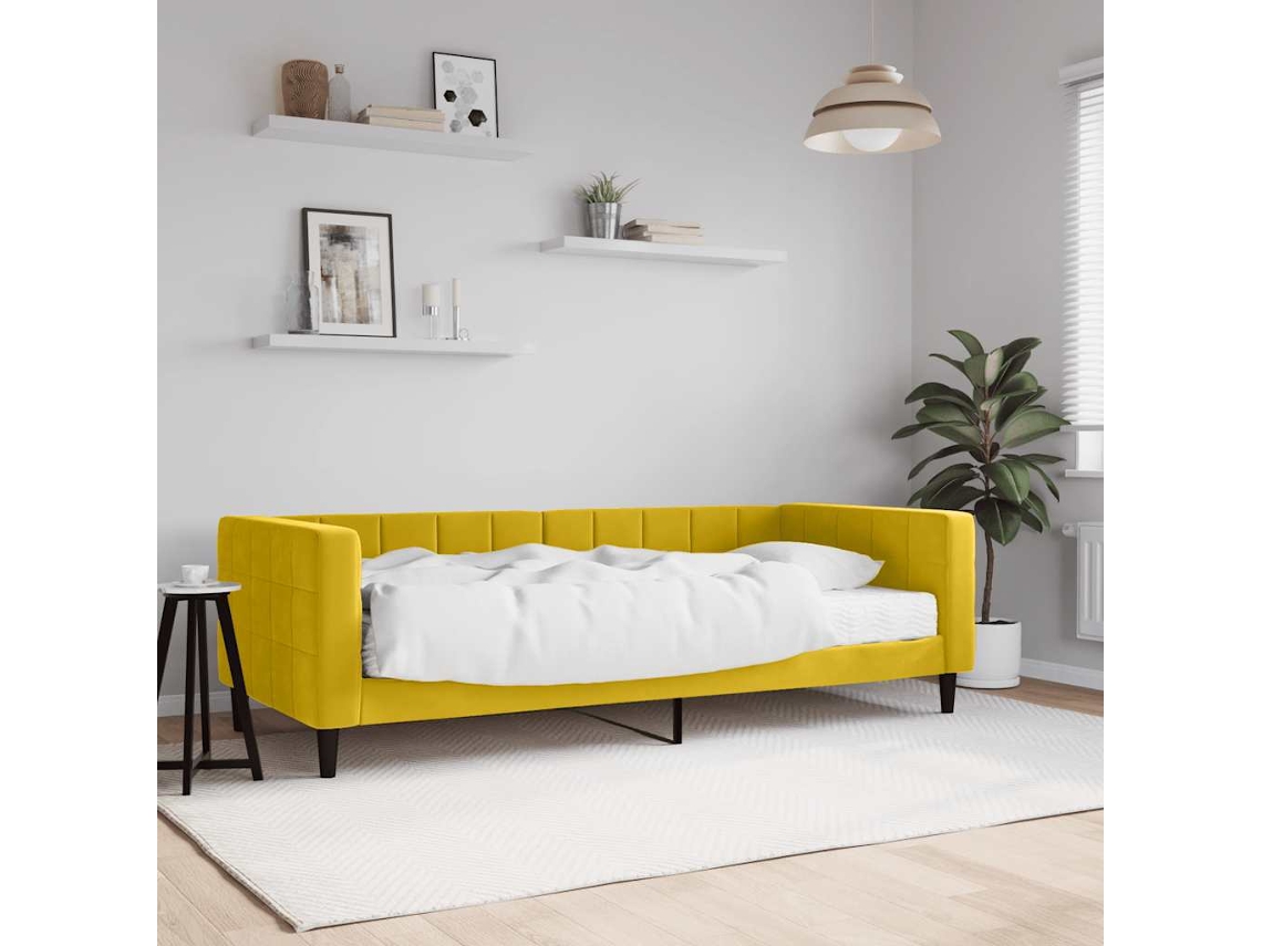 Vidaxl Sofá-cama Com Colchão 90x200 Cm Veludo Amarelo