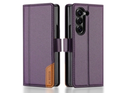 Capa Tipo Carteira De Couro Pu Com Bloqueio Rfid Para Samsung Galaxy Z Fold6 5g Tkdaddy N.bekus, Roxa
