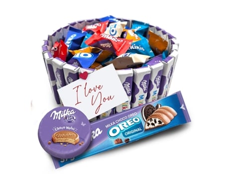 Bolo De Chocolates Milka | 60 Mini Chocolates Deliciosos | Presente Perfeito Para Aniversários Ou Datas Especiais Iami