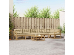 Vidaxl Conjunto De Sofás Para Exterior 7 Unid. Branco E Bege Poliéster