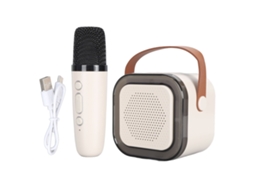 Máquina de Karaokê Portátil com Alto-falante Bluetooth, Microfone e Luzes LED
