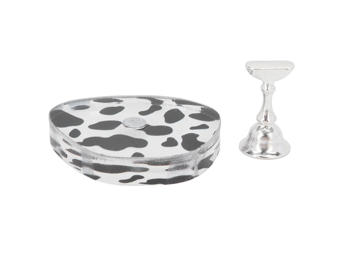 Suporte magnético redondo para exibição e prática de nail art, ferramenta de manicure para iniciantes e profissionais de salão, prateado.