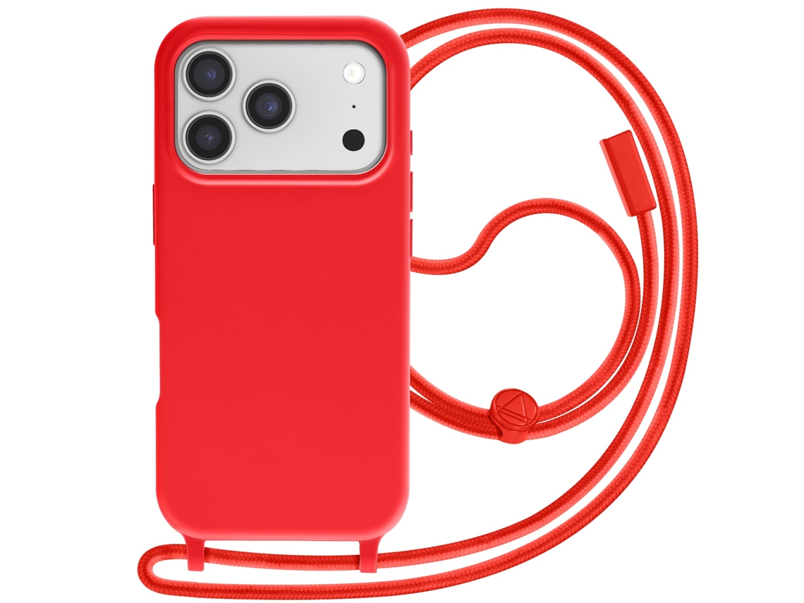 Avizar Capa Para Iphone 17 Pro Max Soft Touch Com Cordão De Pescoço Vermelho