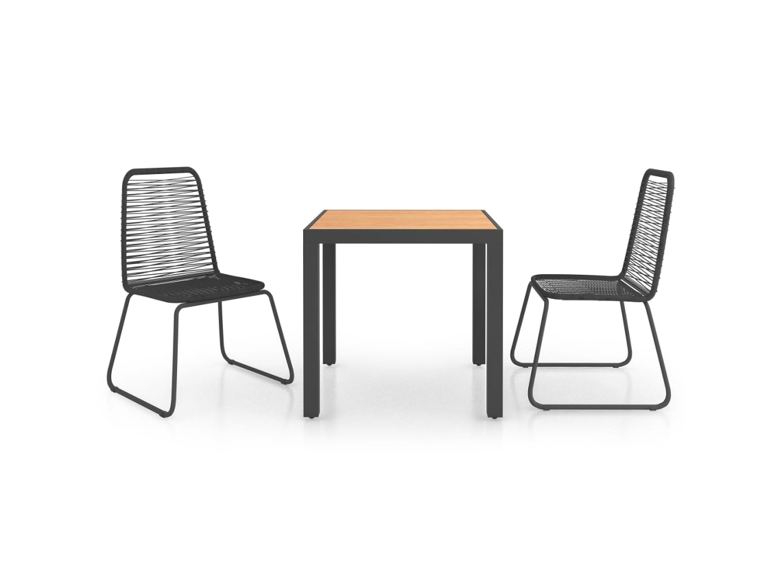 Maison Exclusive - 3 Pcs Conjunto De Jantar P/ Jardim Vime De Pvc Preto E Castanho