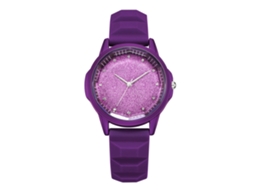Relógio de Pulso Feminino Fashion de Quartzo com Pulseira de Silicone Roxo Strass
