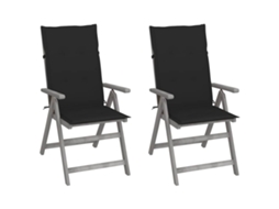 Vidaxl Cadeiras Jardim Reclináveis C/ Almofadões 2 Pcs Acácia Maciça