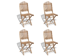 Vidaxl Cadeiras De Exterior Dobráveis Bambu 4 Pcs