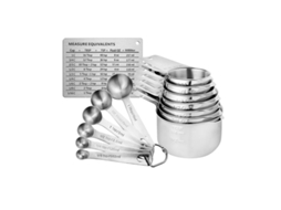 Kit De Medição Para Cozinha, 7 Copos Dosadores, 6 Colheres Dosadoras, Aço Inoxidável, Prata