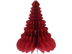 Enfeite de Mesa em Formato Árvore Natal, Feito Papel Vermelho com Estrutura Favo Mel. Leve CHABERLU