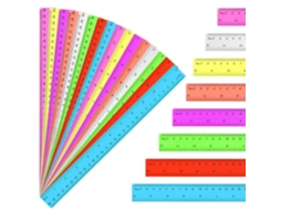 Pacote Com 16 Réguas De Plástico Transparente Em 8 Cores, 30 Cm (12