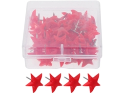 Hemoton 50 Unidades de Tachinhas Vermelhas em Formato Estrela para Quadros Cortiça, em Metal e Plástico, Durável e