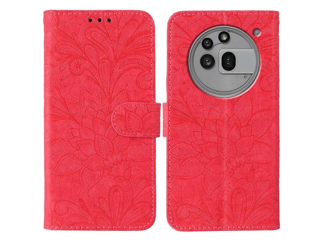 Capa De Celular Flip Em Couro Com Relevo De Renda Floral Para Nothing Phone 3a Pro