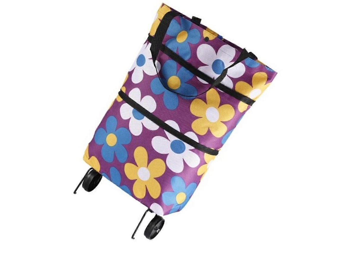 Carrinho de Compras Dobrável, Elegante, em Tecido Oxford, Feminino, 45 X 38 X 10 Cm , Conjunto com 1 Unidade. GOKOCO (17,68 X 14,93 X 3,93 Polegadas)