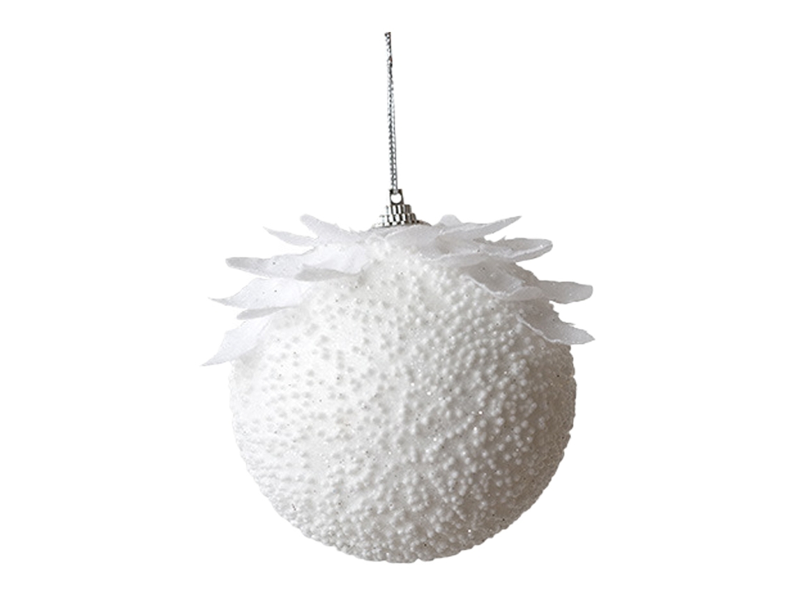 Conjunto de 3 Bolas de Natal Brancas com Pinhas Decoração para Árvore de Natal NEVEANCE