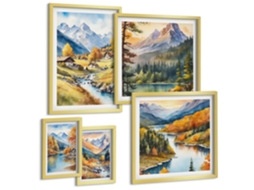 Conjunto De Pinturas Paisagens De Montanha Vales Rios Espelharte (5 Peças)