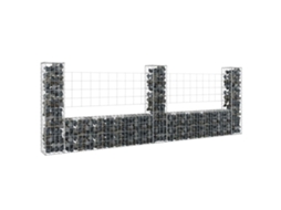 Vidaxl Cesto Gabião Em Forma De U C/ 3 Postes 260x20x100 Cm Ferro