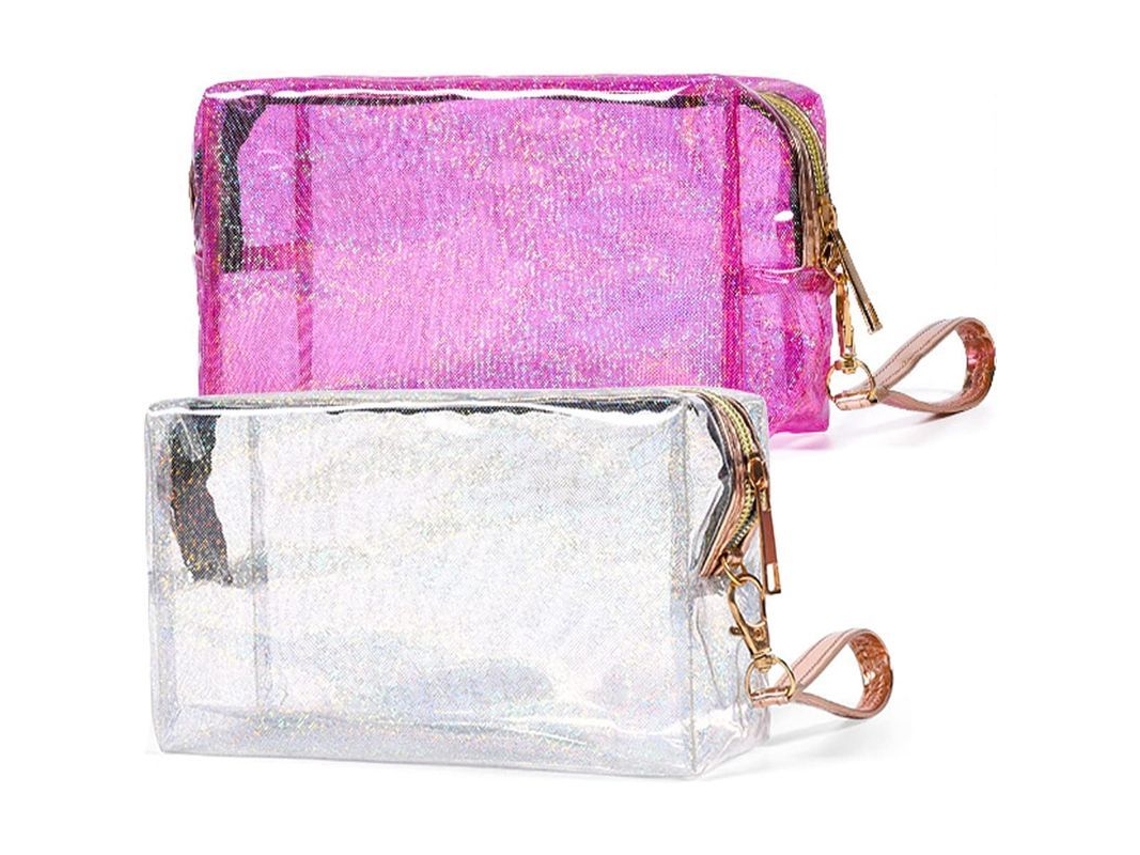 2026 bolsa de Toiletries Impermeable com Cremallera Mini, Kit de Viagem para Maquiagem e Pincéis, Pacote de 2
