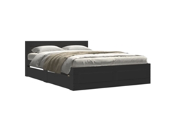 Bed Frame, Bed Frames Vidaxl Preto Madeira Processada (140 X 200 Cm)