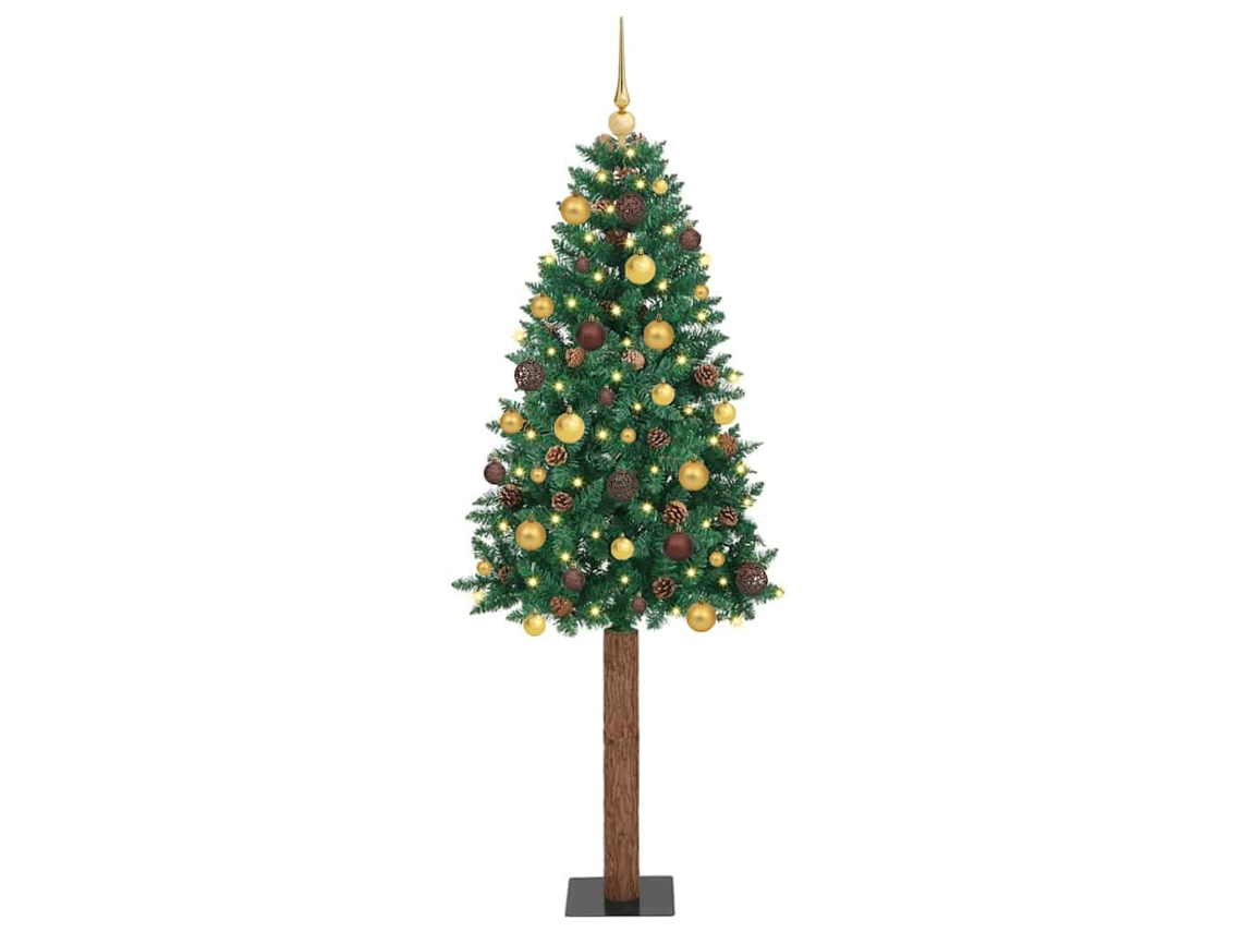 Vidaxl Árvore De Natal Slim Com 300 Leds Com Suporte Verde 210 Cm
