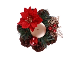 Porta velas de Natal com Poinsettia e Pinheiro Decorativo S/MARCA