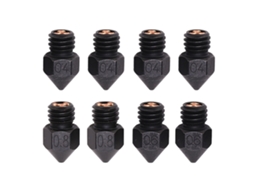Kit de 8 Bicos Mk8 Aço Endurecido para Impressora 3D com Diâmetro de 0.4mm, 0.6mm, 0.8mm