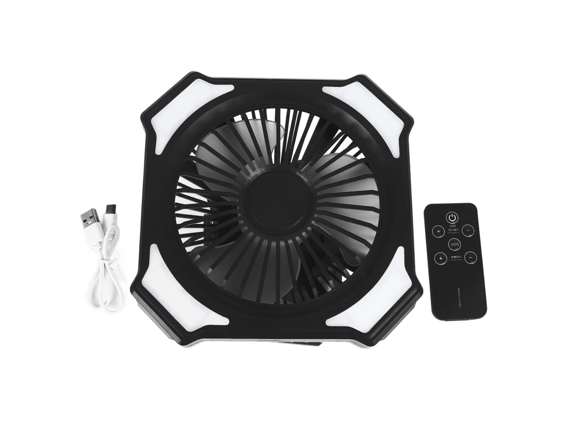 Ventilador de Camping com Lanterna Led 10000mah Recarregável Preto