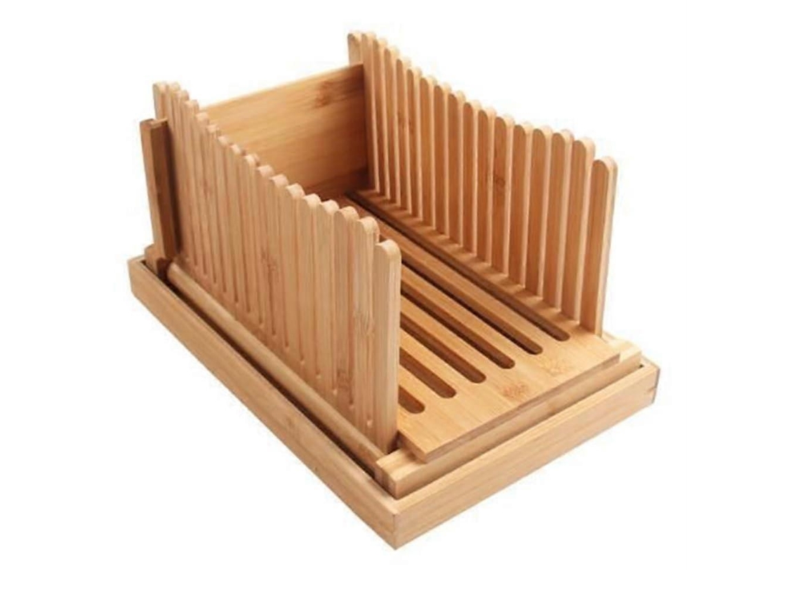 Tábua De Corte Ajustável Em Bambu Para Pão Caseiro E Torradas, Com Guia De Espessura De Fatias.