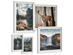 Galeria De Pinturas Murais Céu Noturno, Montanhas, Estrelas Moldura Branca Imagens Para Um Quarto Infantil Espelharte (conjunto De 5 Imagens)