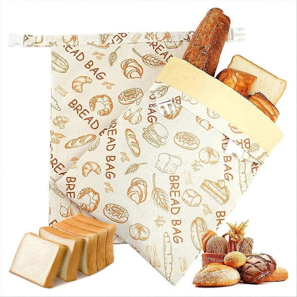 Conjunto De 2 Sacos Reutilizáveis Para Conservar Pão Caseiro, Em Algodão E Cera De Abelha, Com Armazenamento Respirável E Reutilização Diária