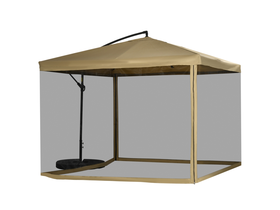 Guarda sol Ampelschirm BTFORUS com mosquiteiro, manivela, ventilação, 295cmx295cmx260cm branco e preto