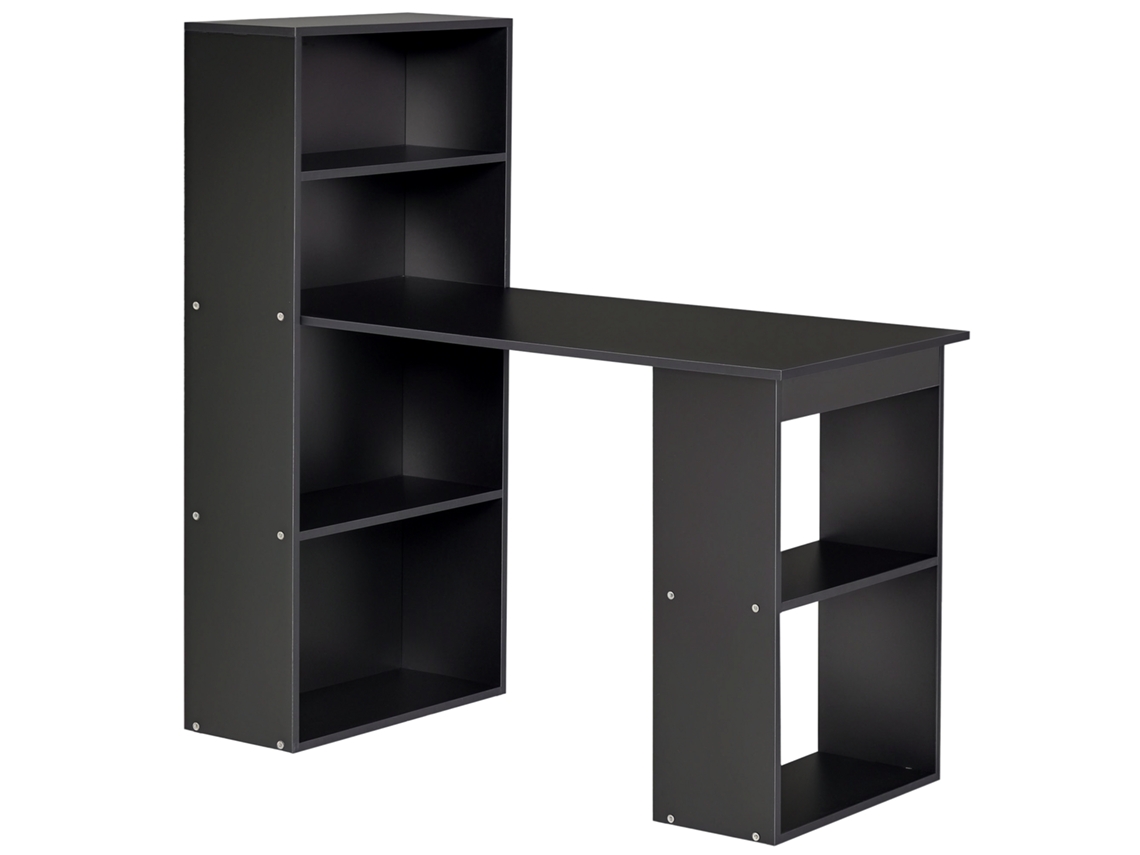 Mesa para Pc em Madeira com 6 Prateleiras Laterais para Organização.120x55x120 Cm.preto BTFORUS