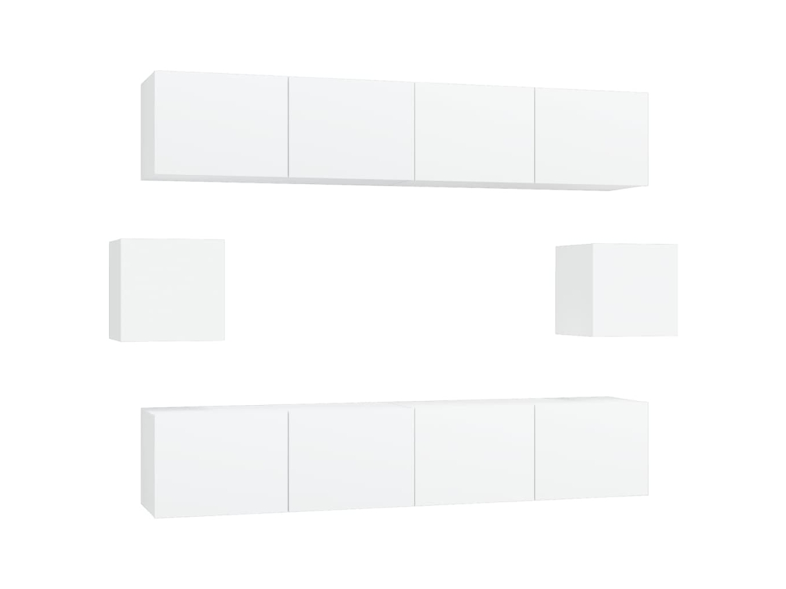 Conjunto TV Mover 6 Peças Madeira Processada Branco MAISON EXCLUSIVE