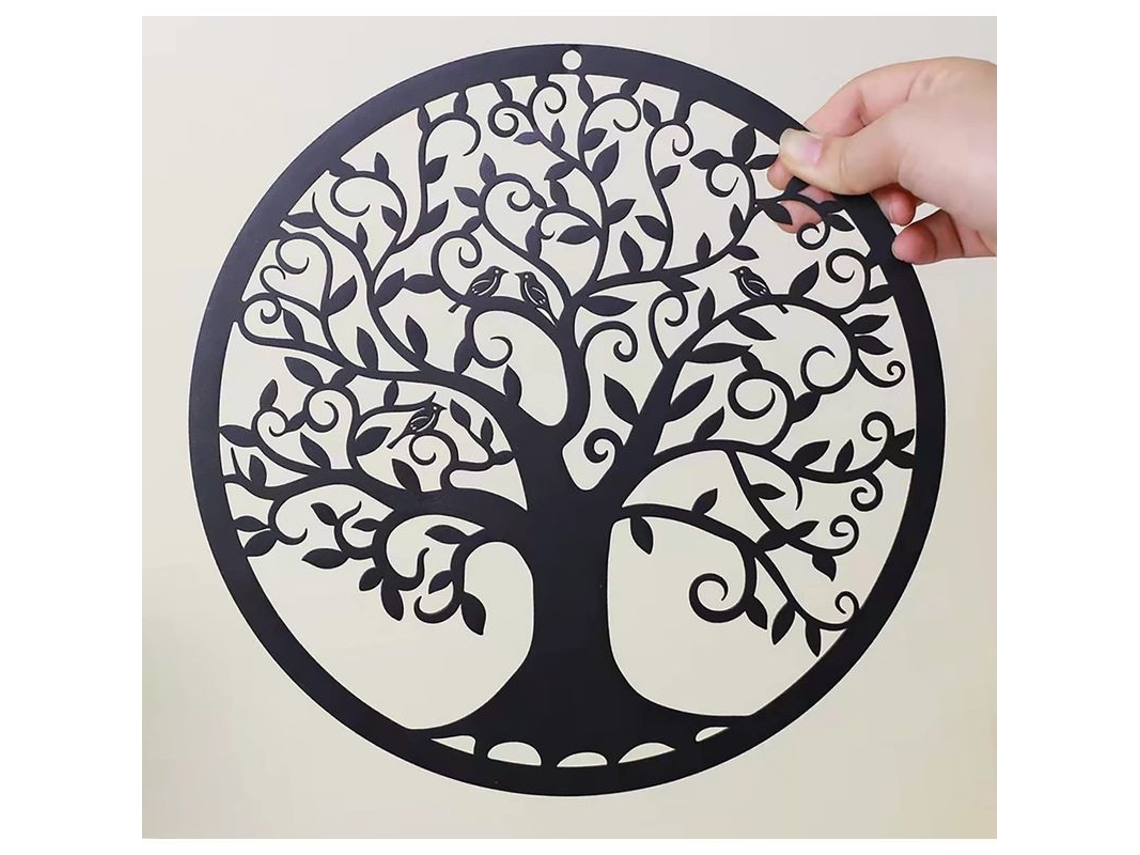 Decoração de Parede em Metal Árvore da Vida com Pássaros Nova LINE 11 polegadas