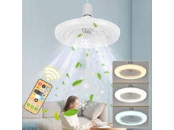 Ventilador De Teto Com Luminária E27, 3 Cores, Controle Remoto, Proteção Ocular Regulável, Ideal Para Quarto Jortmrd