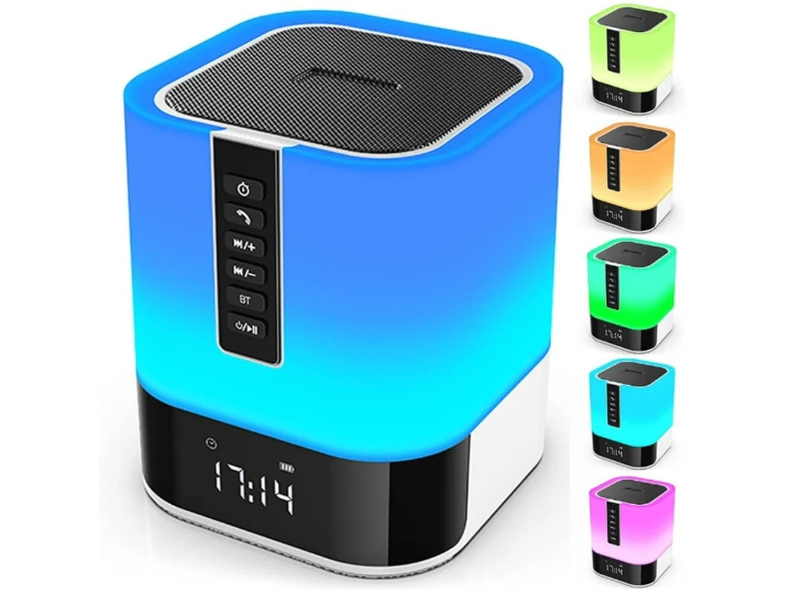 Alto Falante Bluetooth Luz Noturna Lâmpada De Cabeceira Controle De Toque 5 Em 1 Mudança Multicolorida Regulável Despertador De Quarto Bestvite