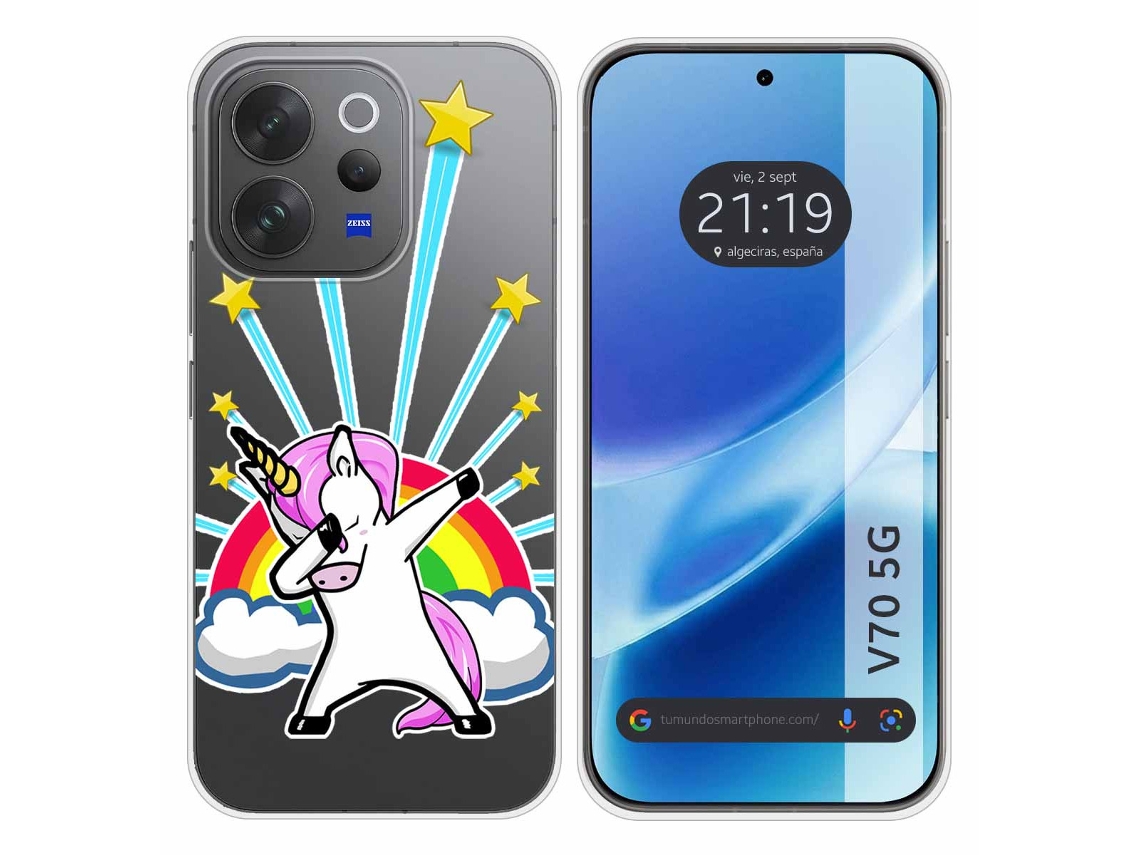 Capa Tumundosmartphone De Silicone Transparente Para Vivo V70 5g Com Estampa De Unicórnio