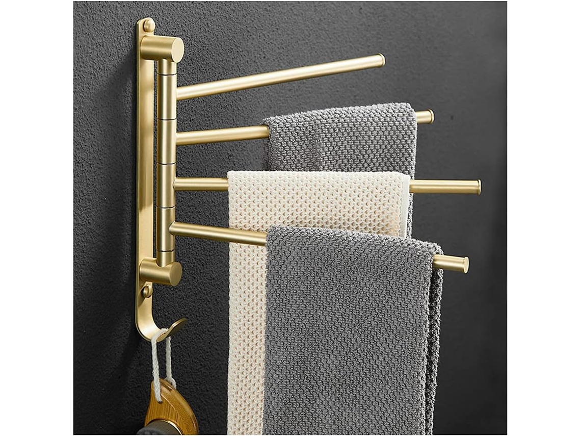Barra De Toalha Giratória Zhouxiao Em Latão Com Acabamento Dourado Escovado, Suporte De Toalha Luxo Para Banheiro Ou