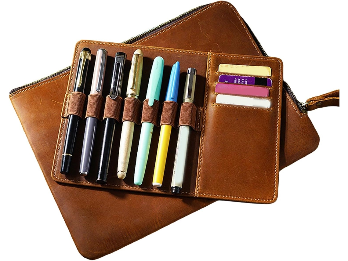 Estojo Escolar Com Zíper, Divisória Removível, 7 Compartimentos Elásticos E Bolso Para Cartões.