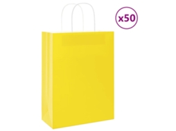 Sacos De Papel Com Alça, Amarelo, 50 Unidades, 26x12x35 Cm Aquaforge